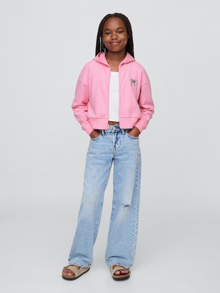 Lilo & Stitch Kids French Terry Crop Zip Hoodie