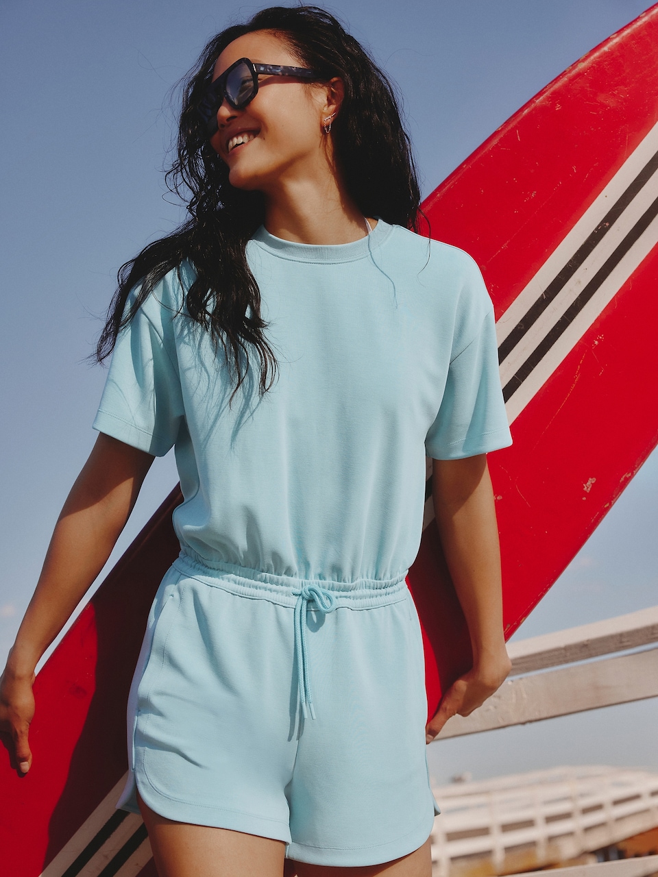 V-Neck Hardware One-Piece Swimsuit