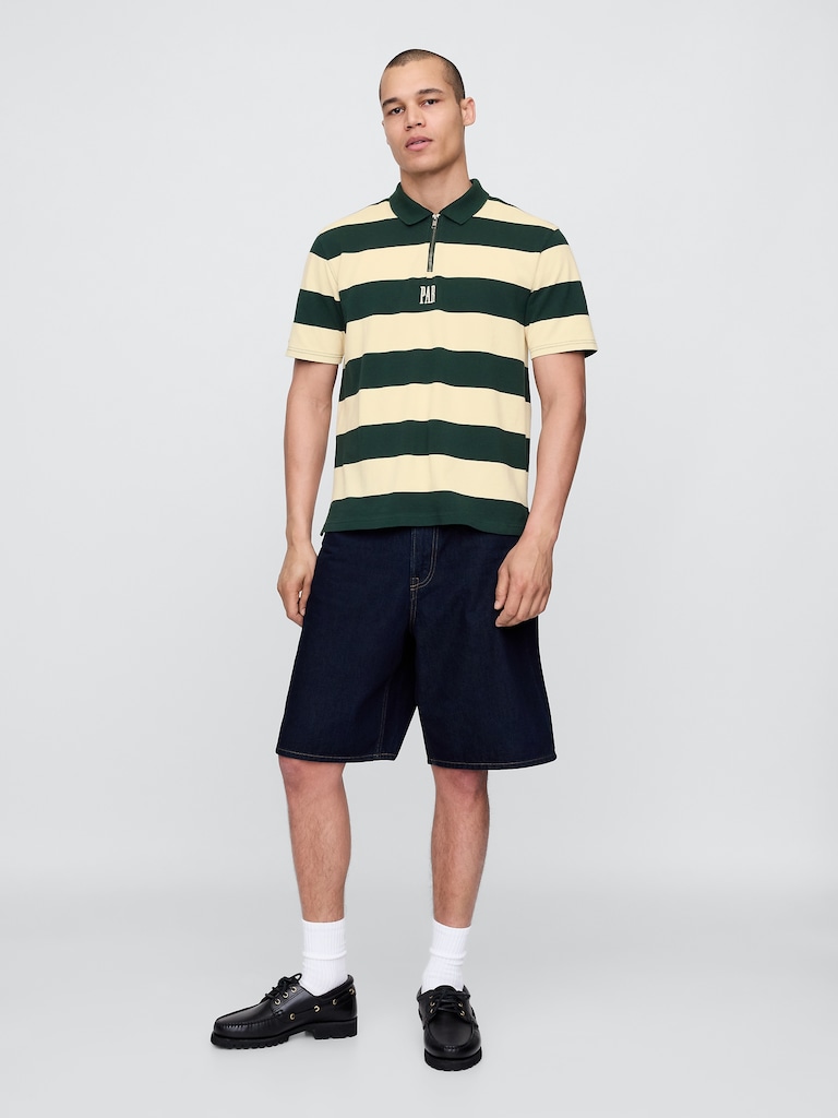 Gap × Malbon Logo Striped Polo Shirt