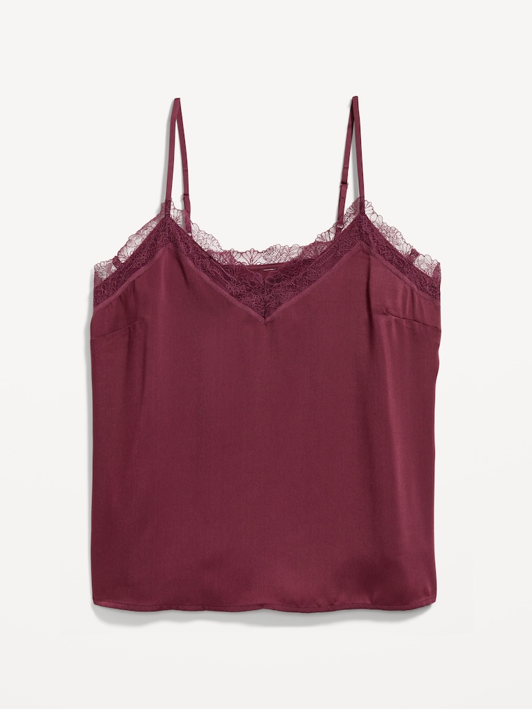 Lace-Trim Satin Cami Top