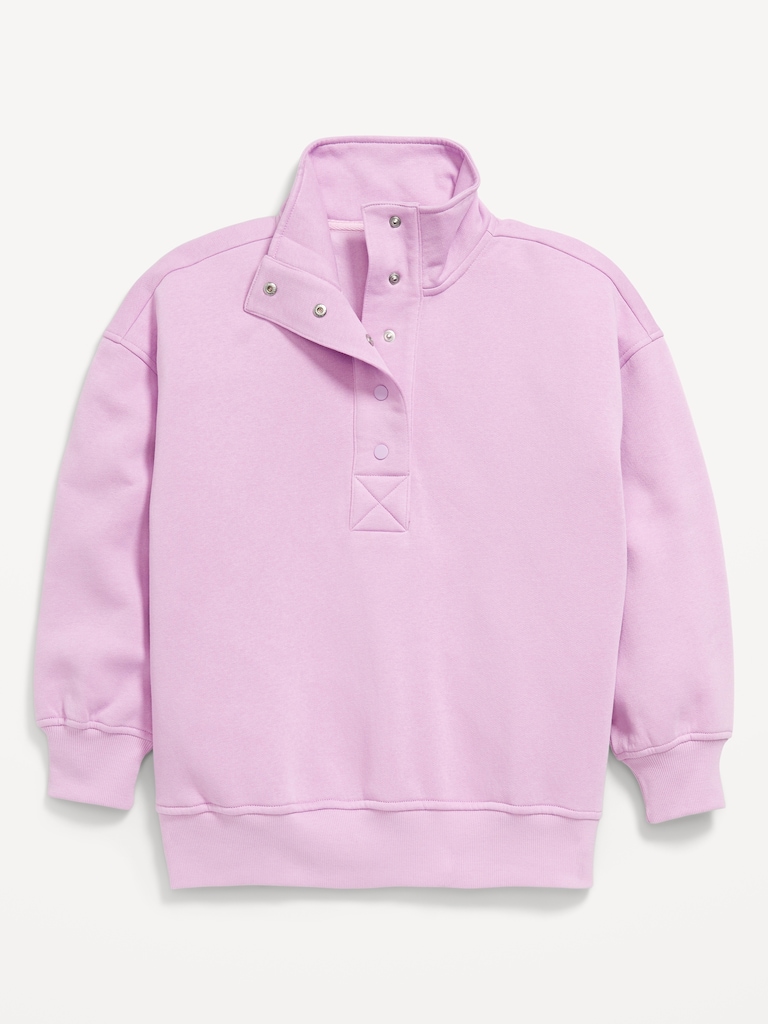 Oversized Snap-Button Sweatshirt for Girls