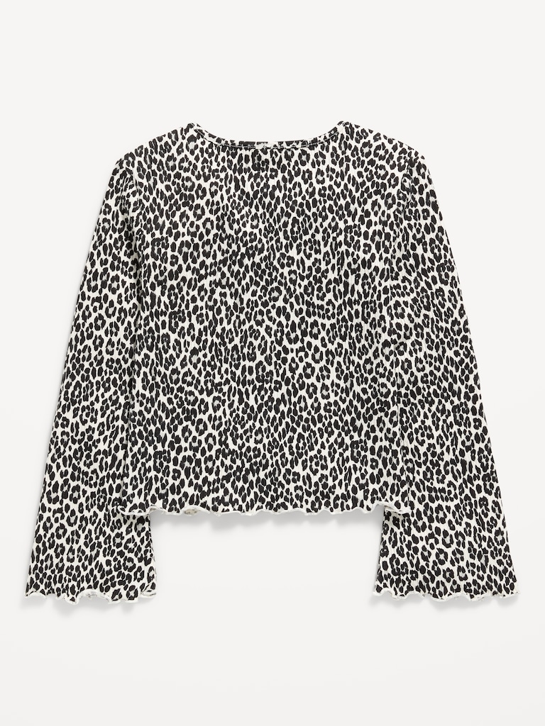 Long-Sleeve Tie-Bow Front Top for Girls