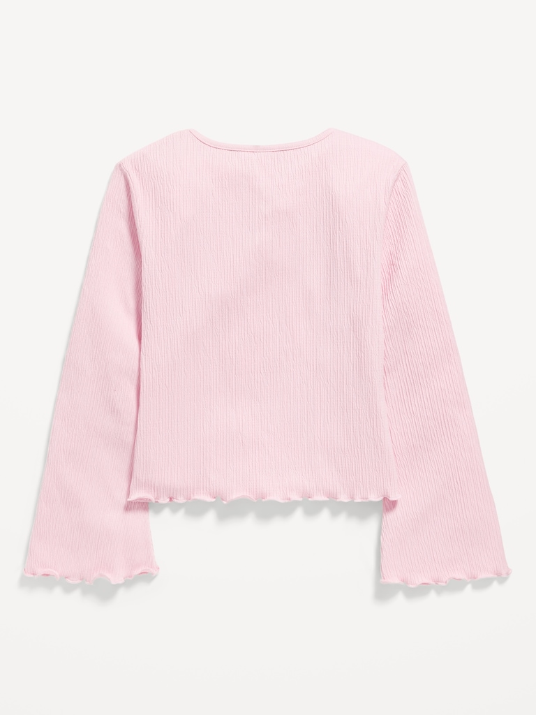 Long-Sleeve Tie-Bow Front Top for Girls