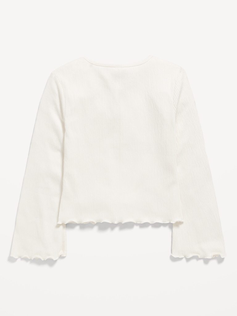 Long-Sleeve Tie-Bow Front Top for Girls