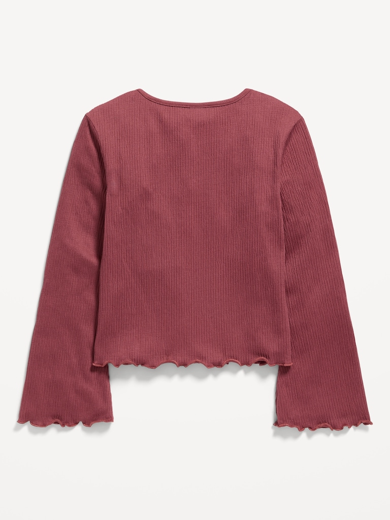 Long-Sleeve Tie-Bow Front Top for Girls