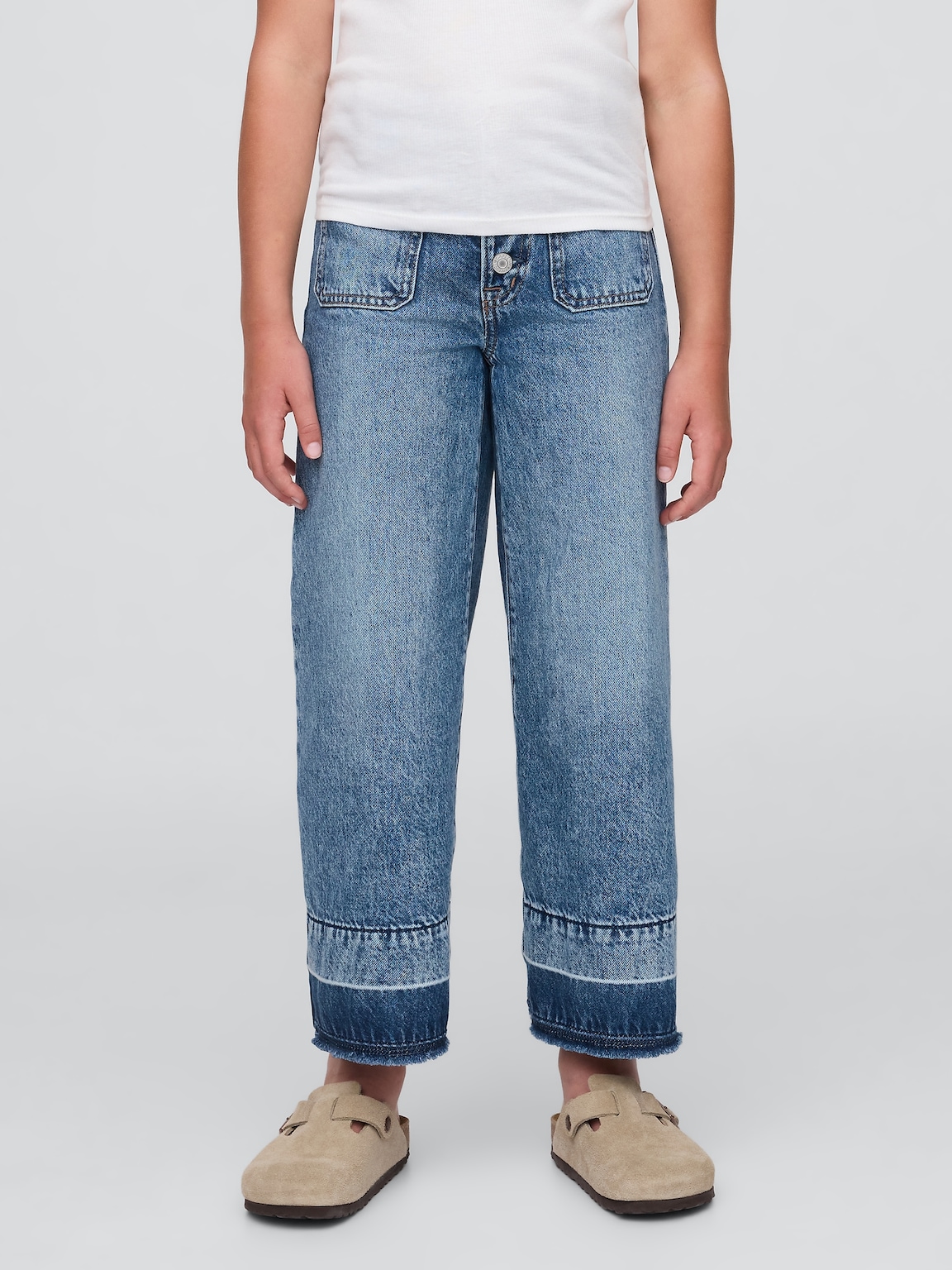 Kids High Rise Stride Wide-Leg Ankle Jeans