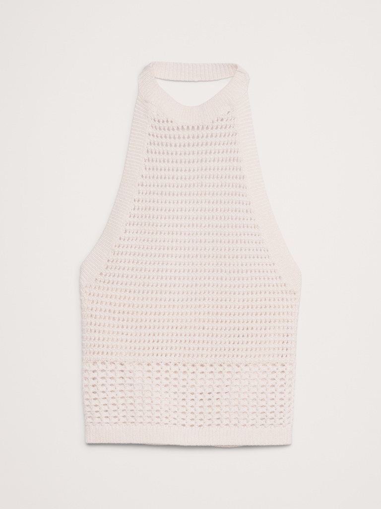 Cotton Crochet Mesh Halter Top