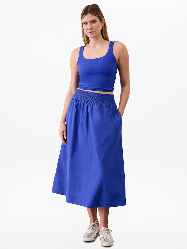 Midday Mid Rise Midi Poplin Skirt