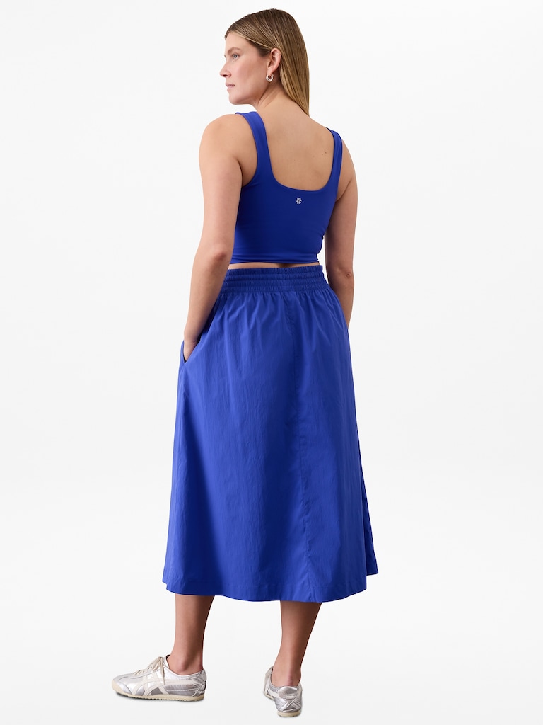 Midday Mid Rise Midi Poplin Skirt