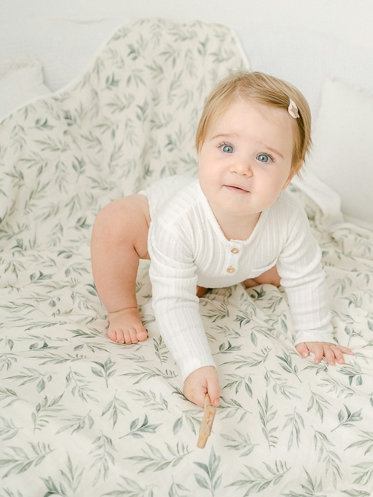 The Gilded Bird Linen Leaves Bamboo Baby Blanket