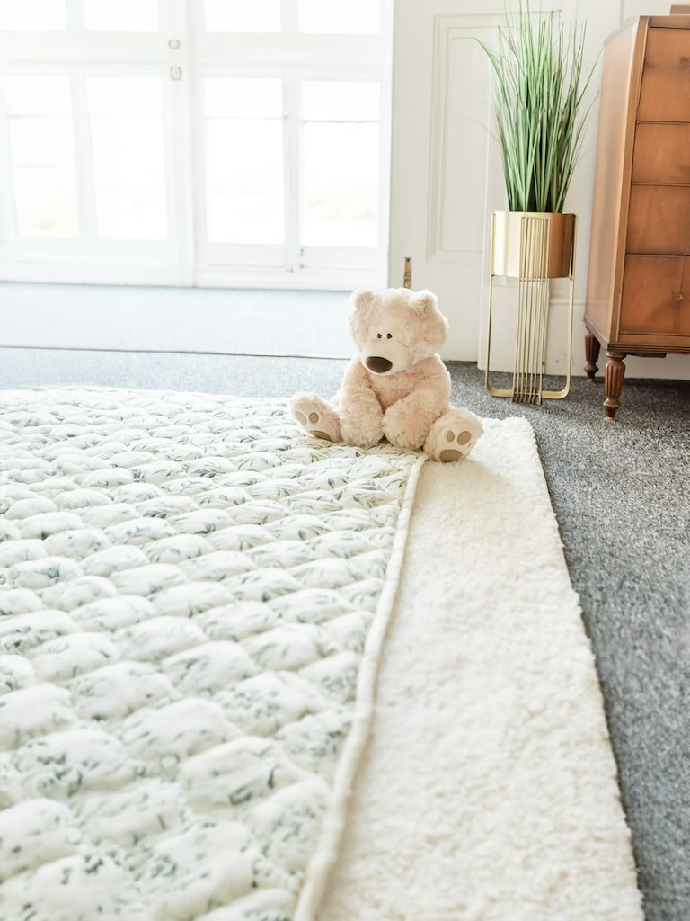 The Gilded Bird Linen Leaves Green Quilted Playmat