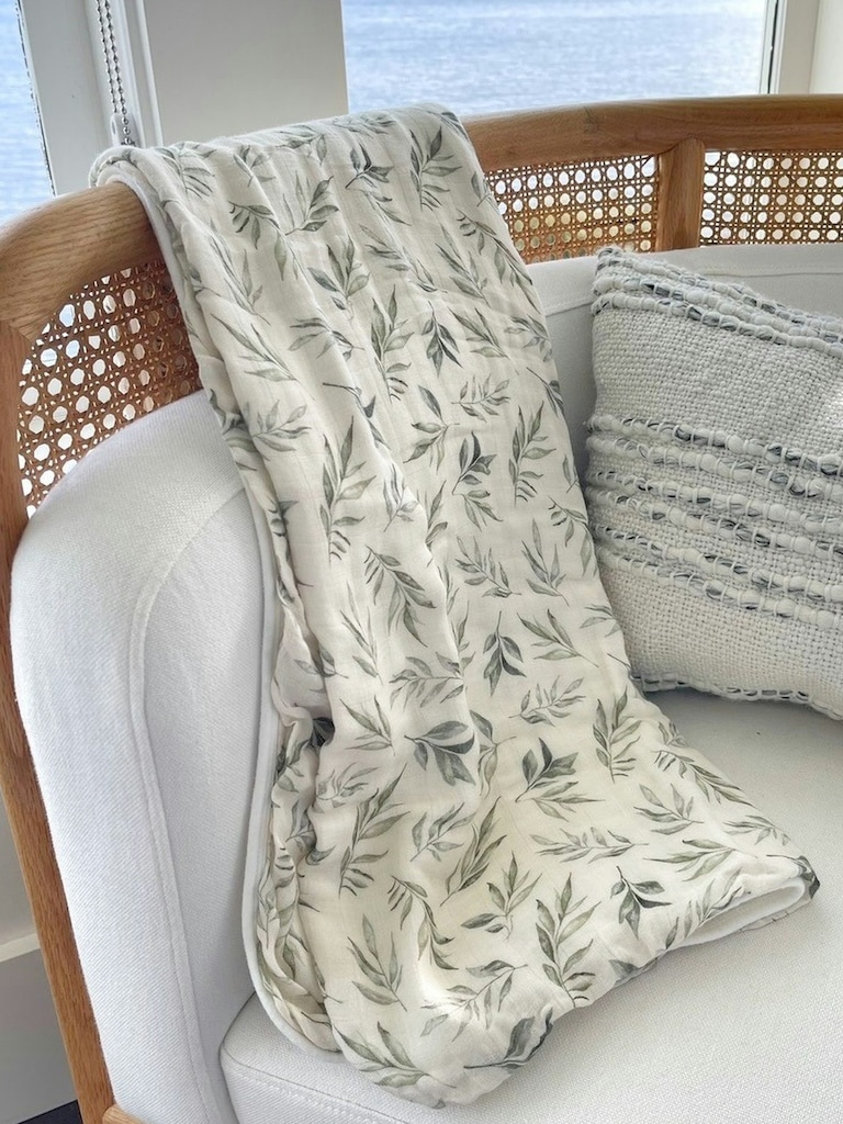 The Gilded Bird Linen Leaves Bamboo Baby Blanket