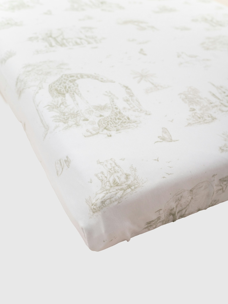 The Gilded Bird Safari Toile Fitted Crib Sheet