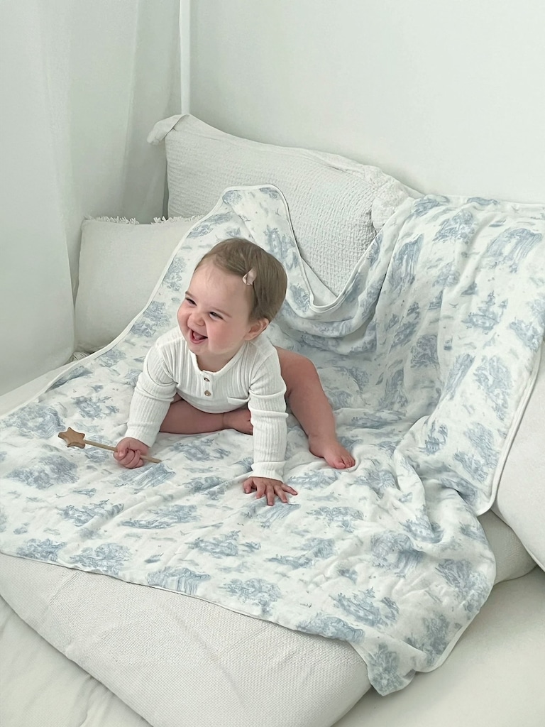 The Gilded Bird Spring Toile Bamboo Baby Blanket