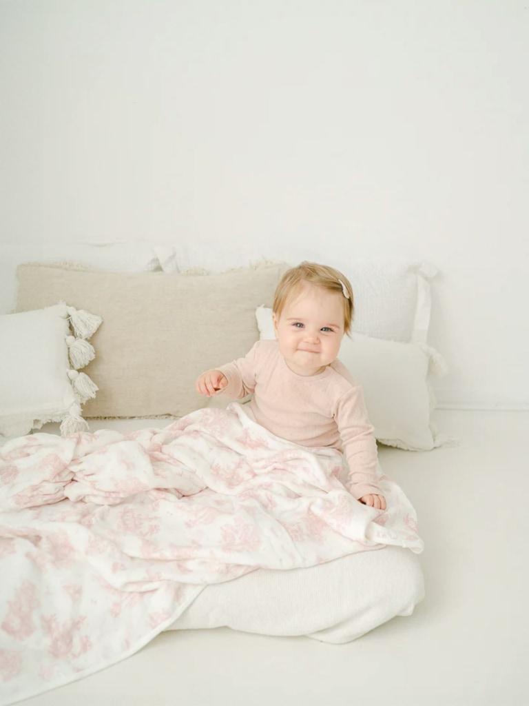 The Gilded Bird Spring Toile Bamboo Baby Blanket