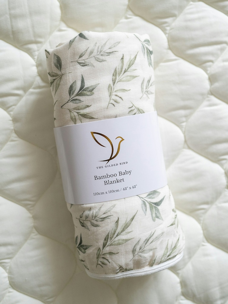 The Gilded Bird Linen Leaves Bamboo Baby Blanket