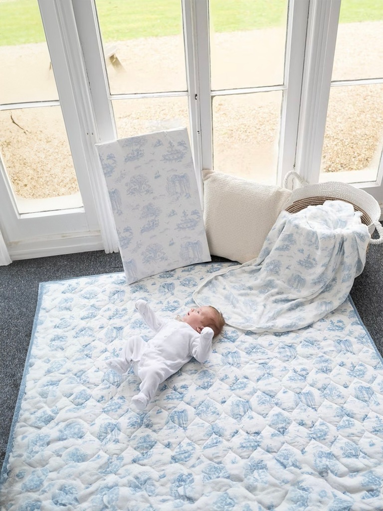 The Gilded Bird Spring Toile Quilted Playmat