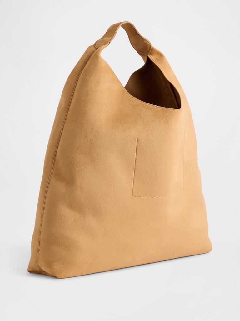 Vegan Suede Slouchy Tote Bag