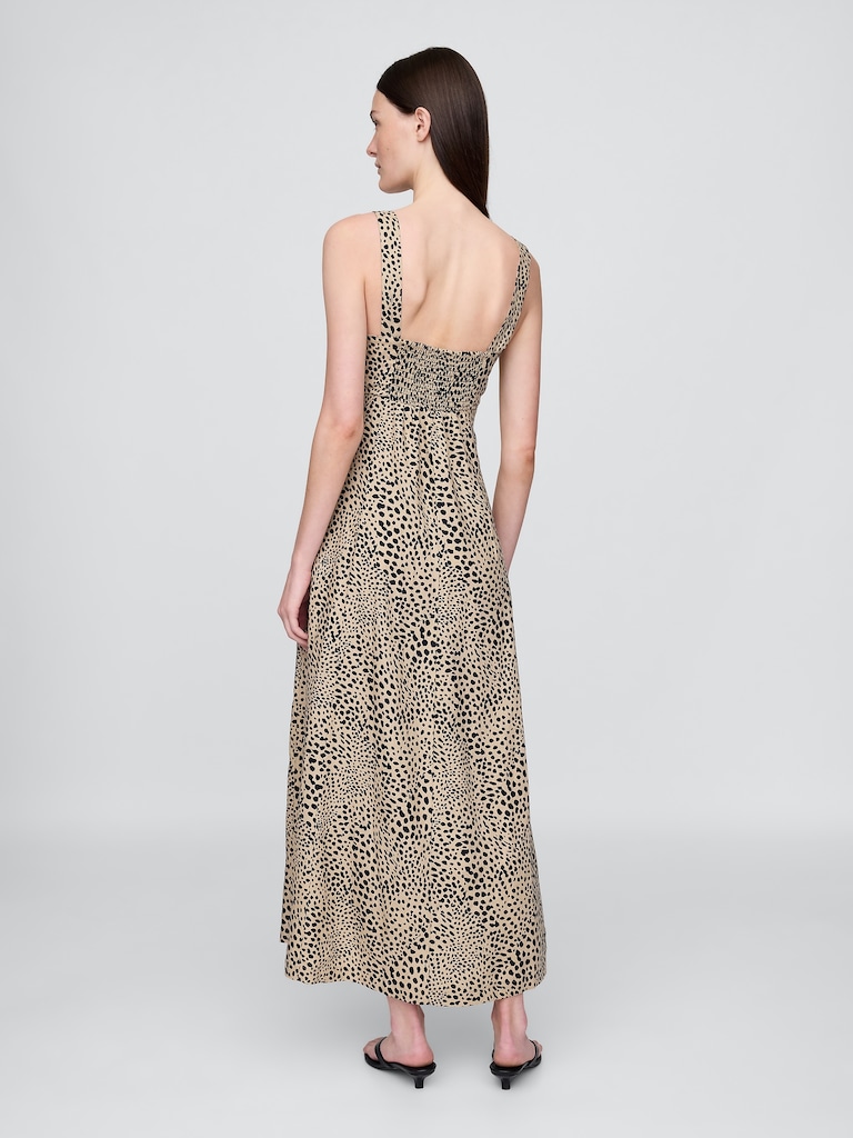 Linen-Blend Maxi Dress