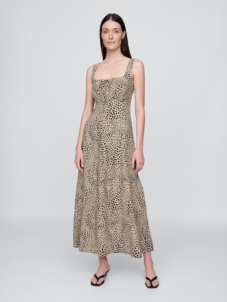 Linen-Blend Maxi Dress