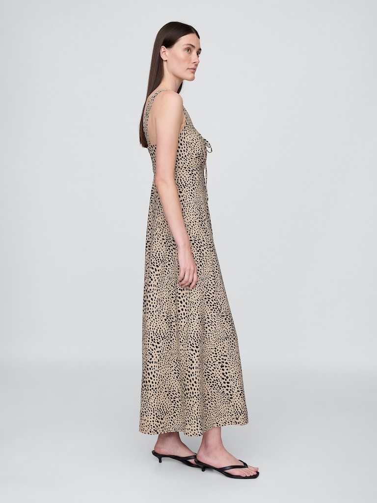 Linen-Blend Maxi Dress
