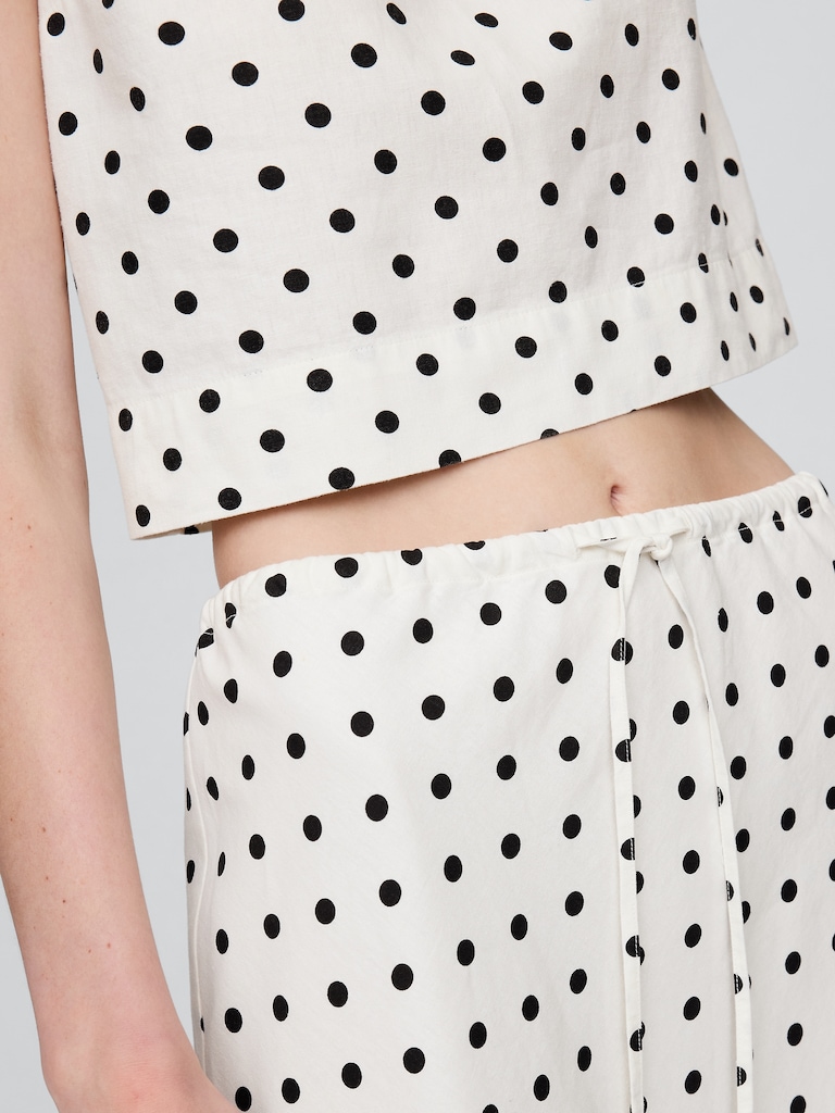 Linen-Blend Midi Skirt
