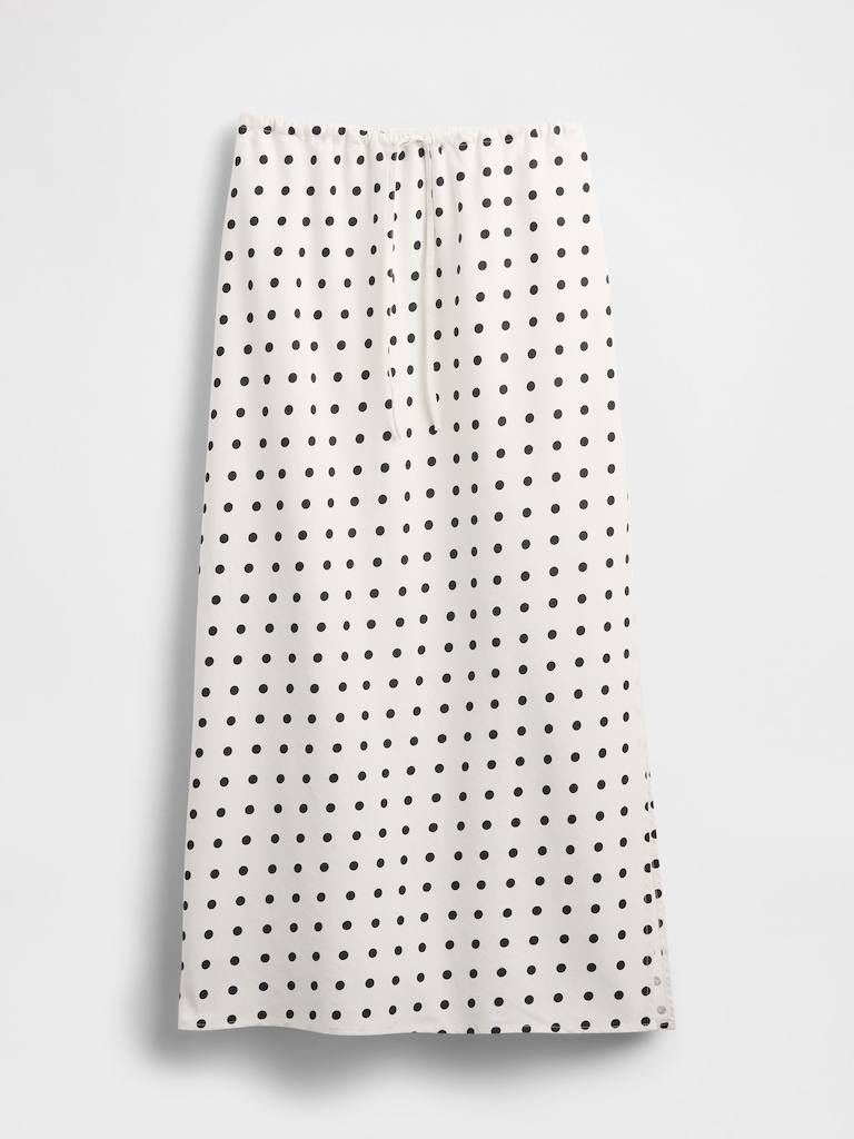 Linen-Blend Midi Skirt