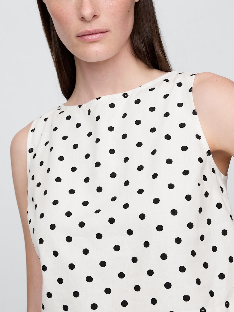 Linen-Blend Crop Shell Tank Top