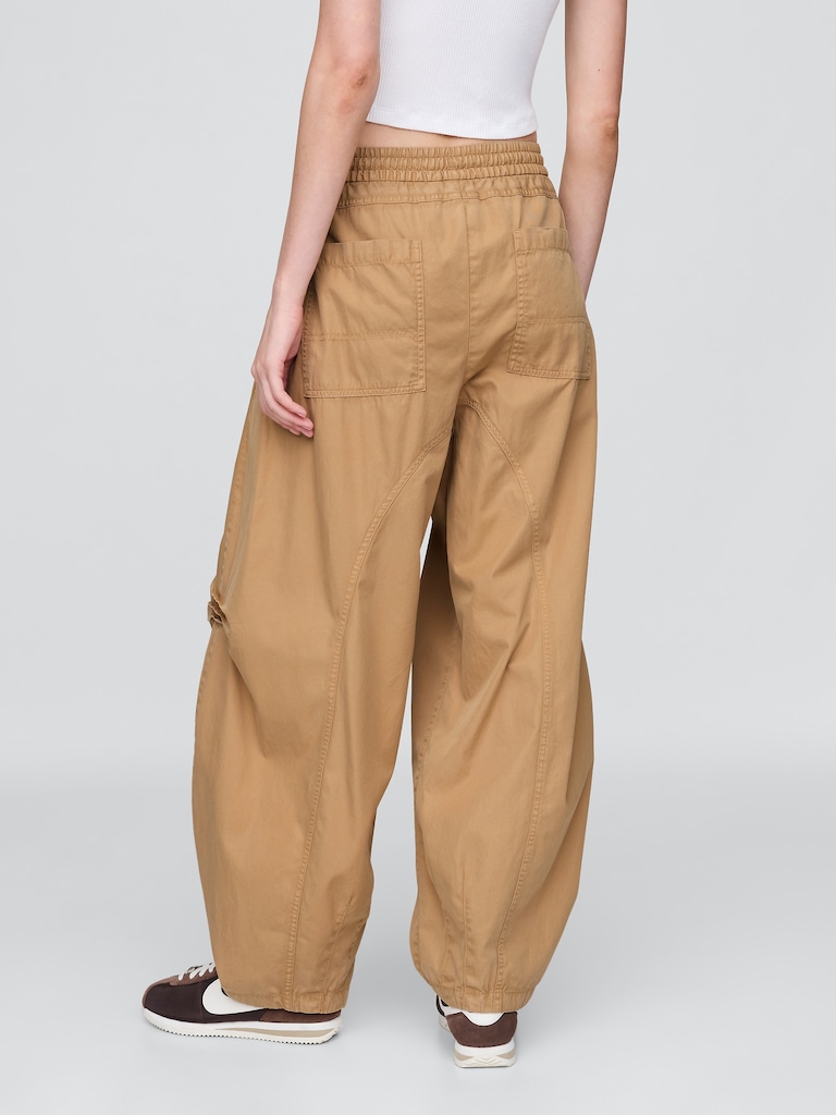 Mid Rise Twill Barrel Pants