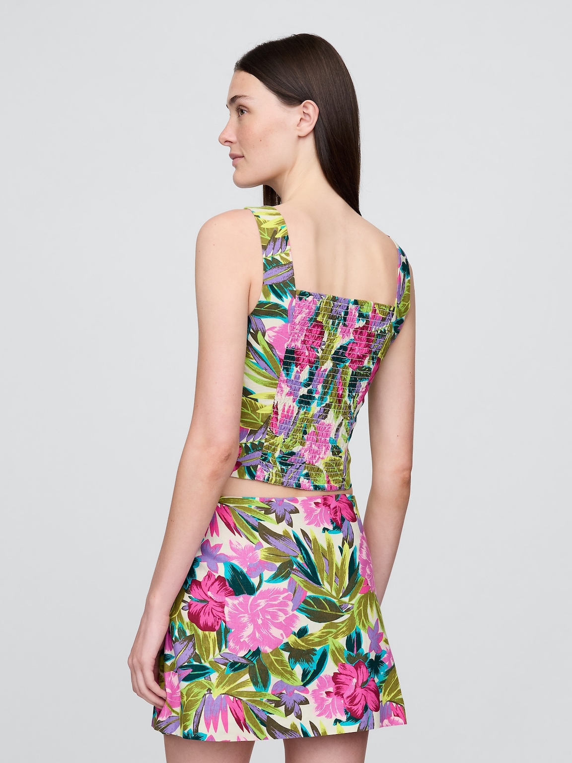 Linen-Blend Crop Top