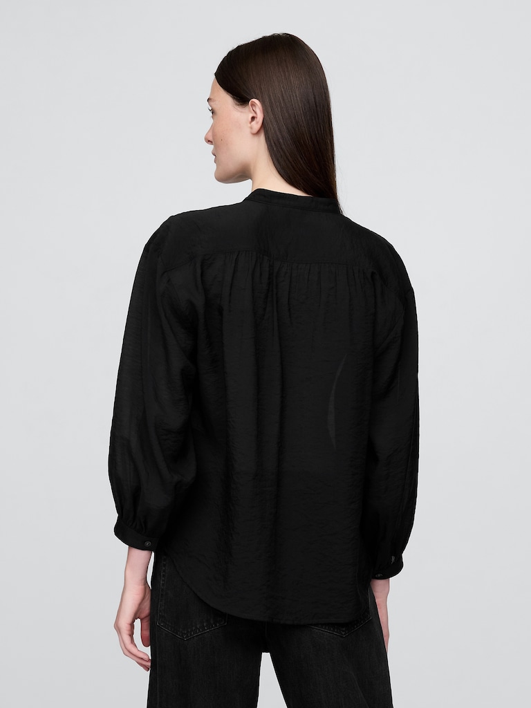 Sheer Button-Front Shirt