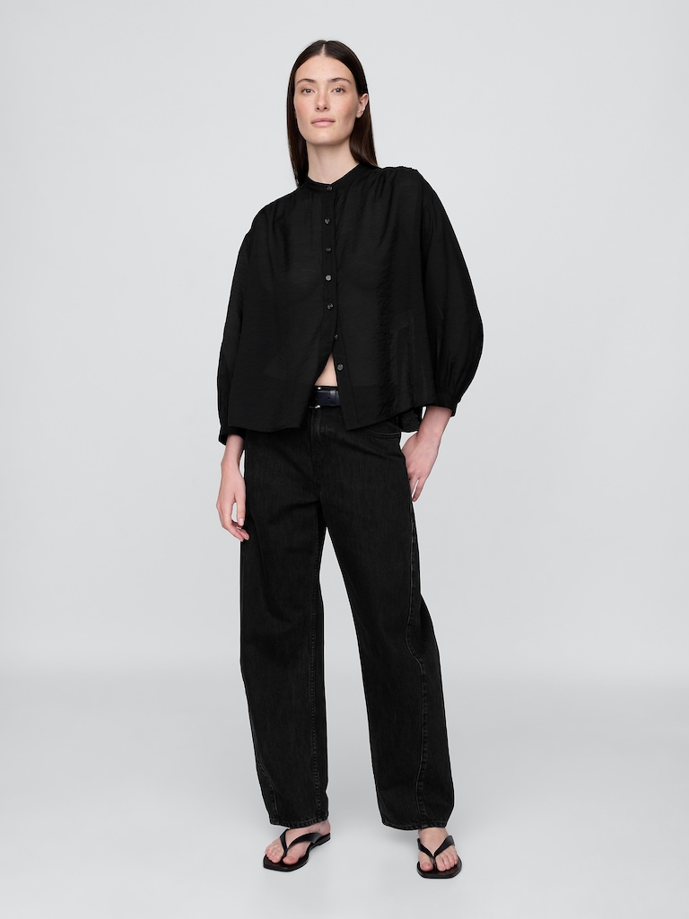 Sheer Button-Front Shirt