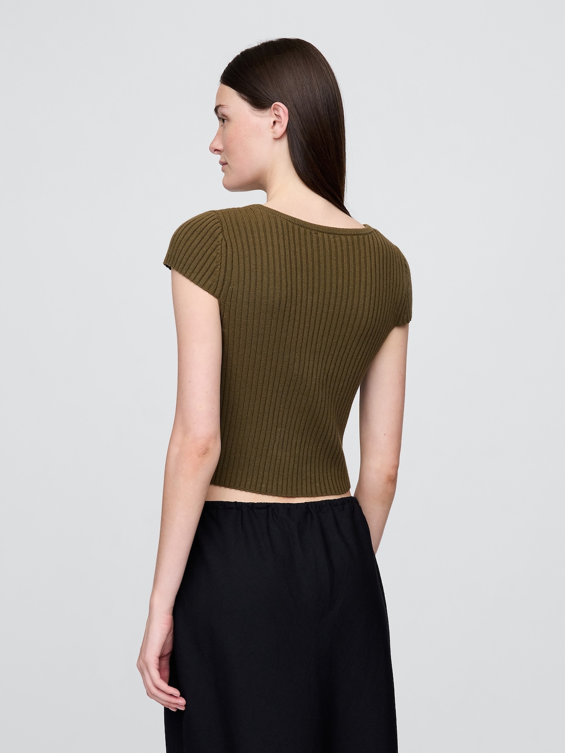 Cropped Rib Cardigan