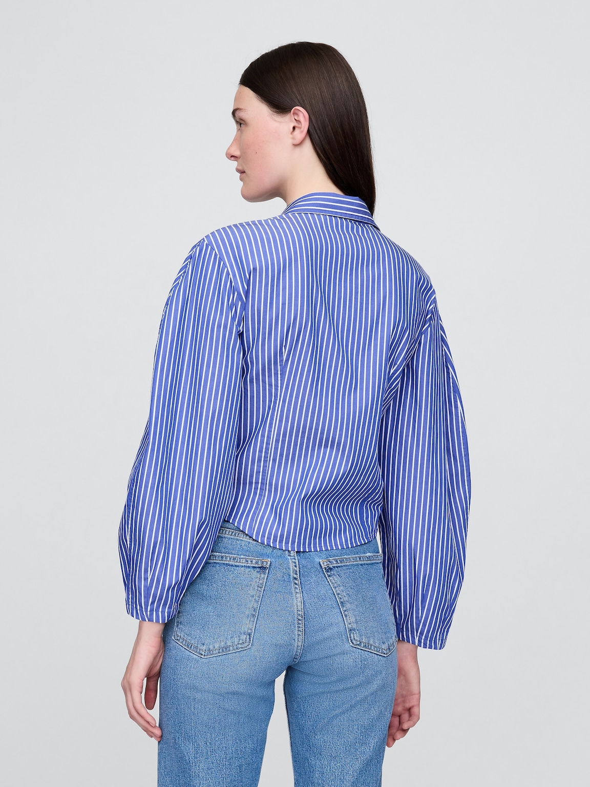 Organic Cotton Poplin Balloon-Sleeve Shirt