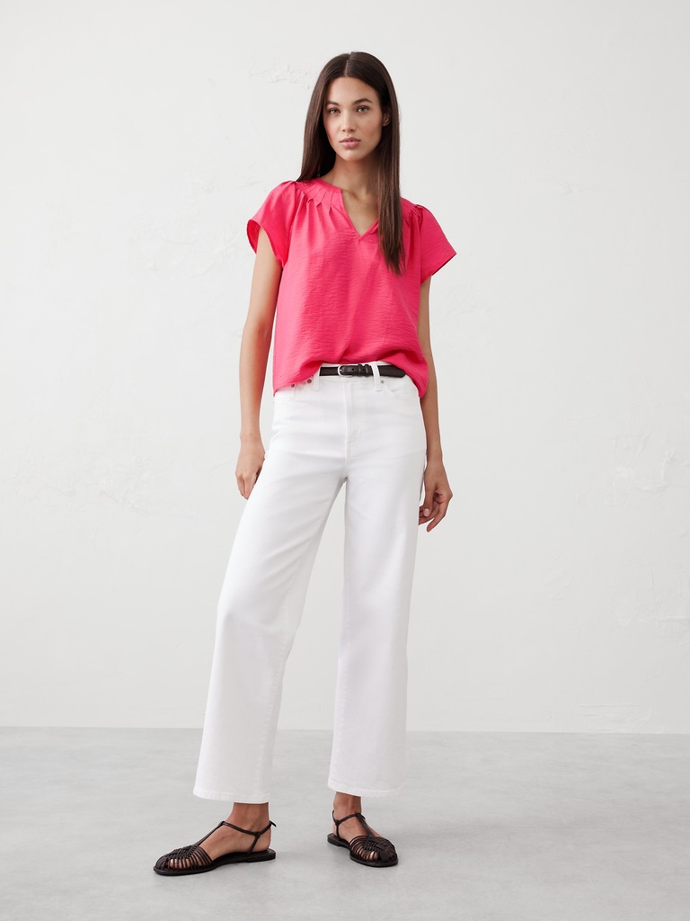 Stitched Pleat-Neck Top