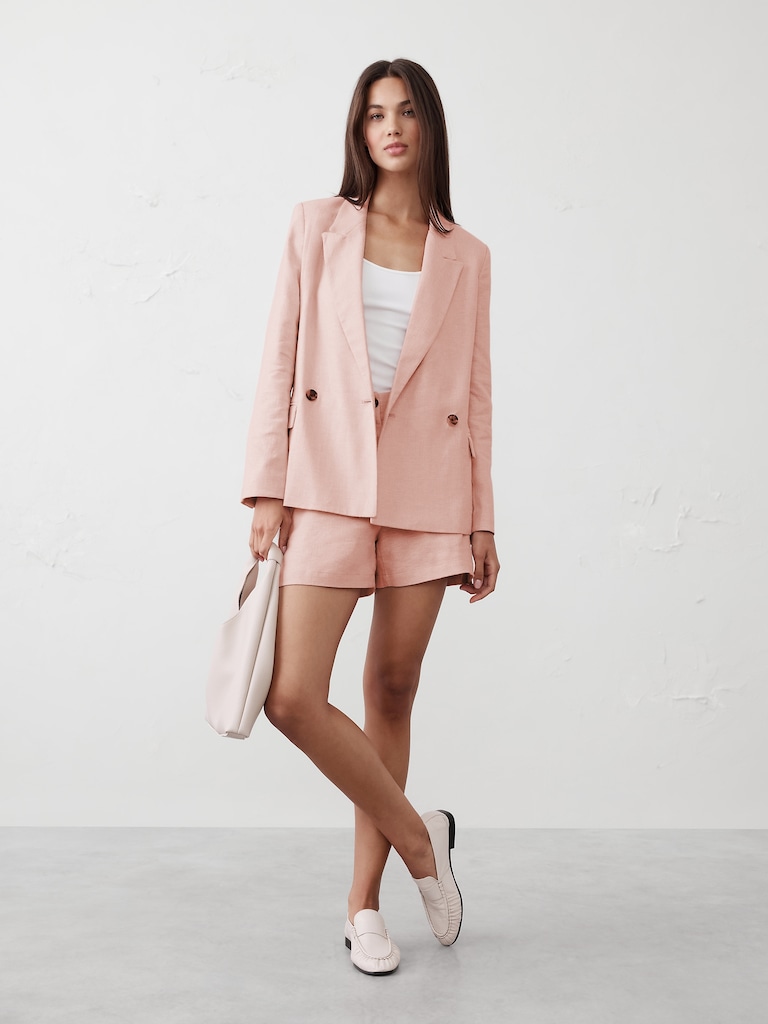 Linen-Blend Boyfriend Blazer