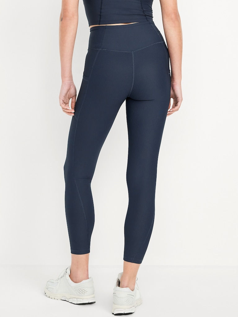 High-Waisted PowerSoft Ribbed Pocket Leggings