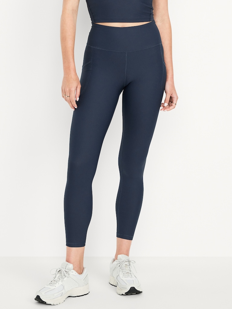 High-Waisted PowerSoft Ribbed Pocket Leggings