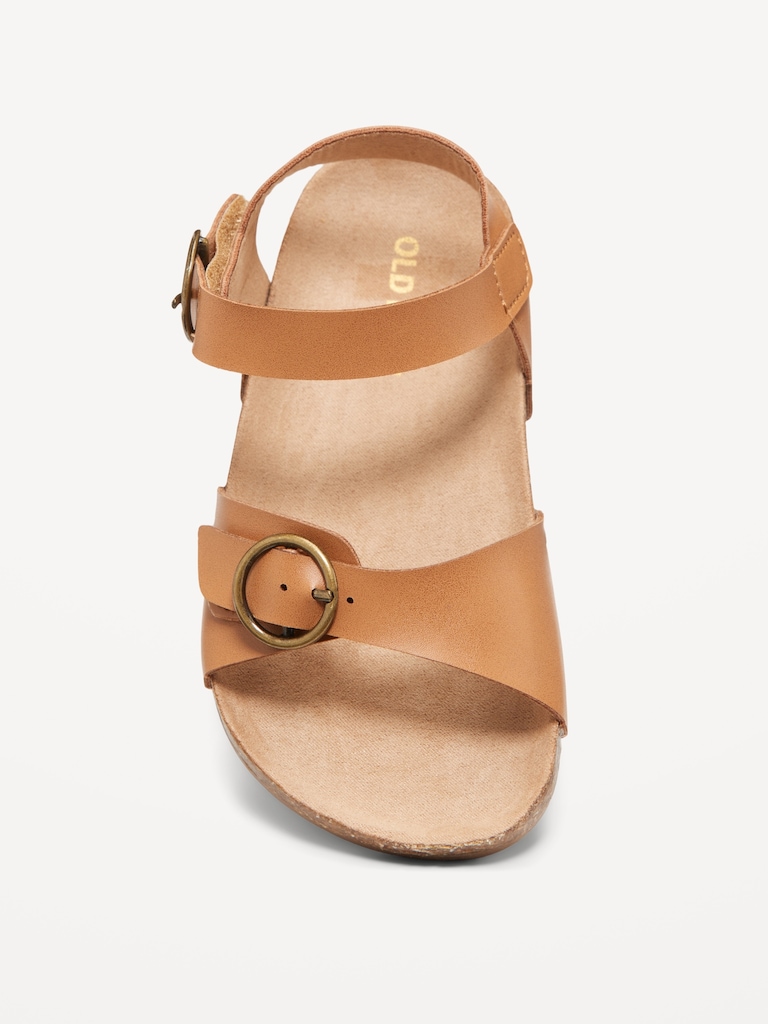 Faux-Leather Buckled Strap Sandals for Toddler Girls