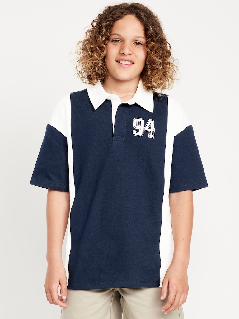 Color-Block Logo-Graphic Polo Shirt for Boys