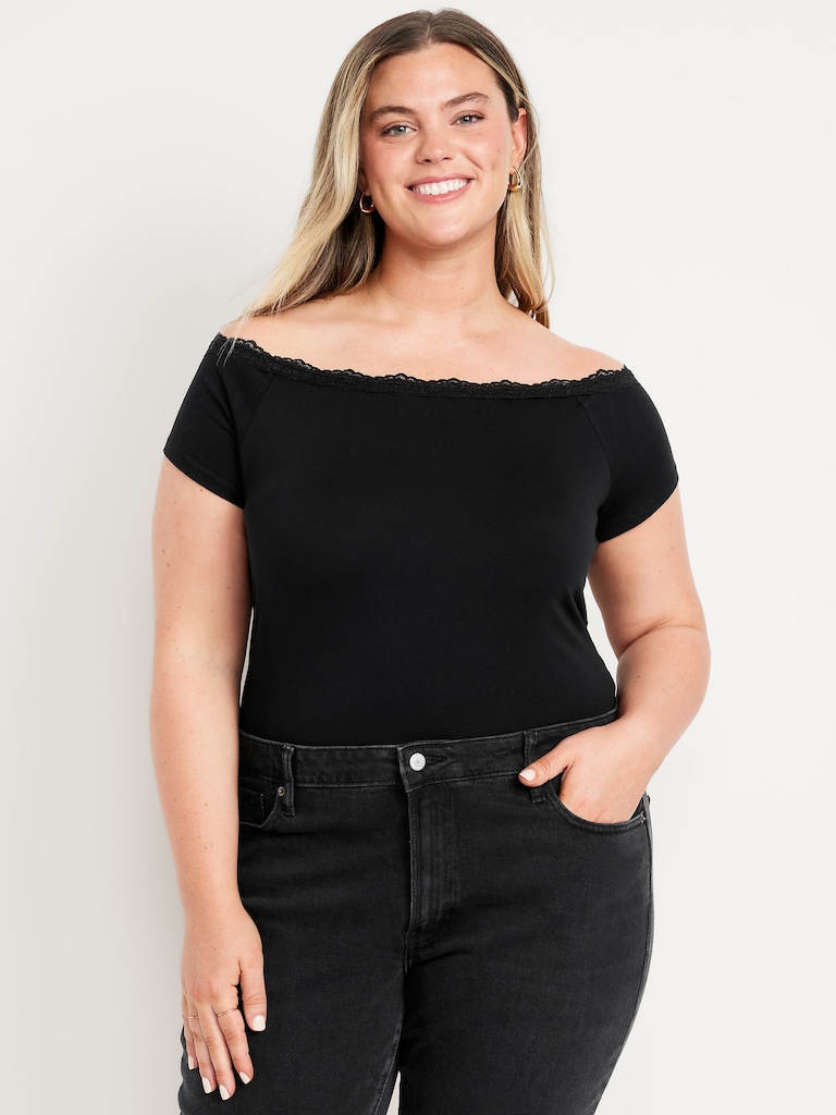 Off-Shoulder Lace-Trim Top