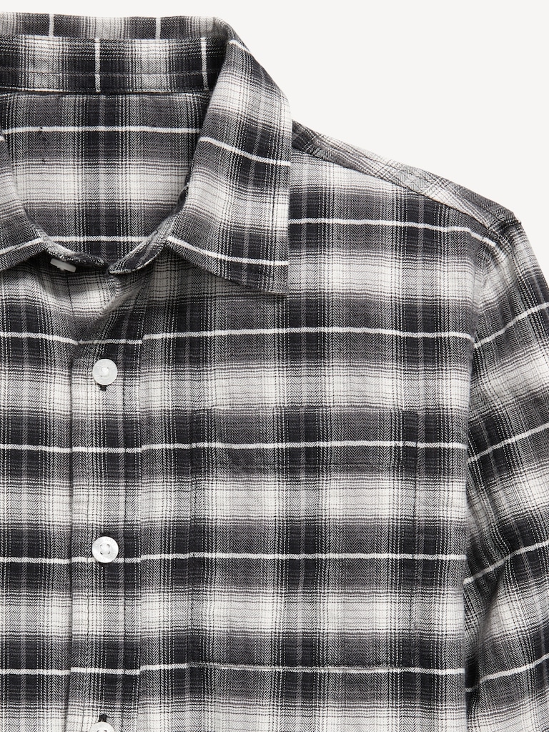 Long-Sleeve Textured Plaid Pocket Shirt for Boys