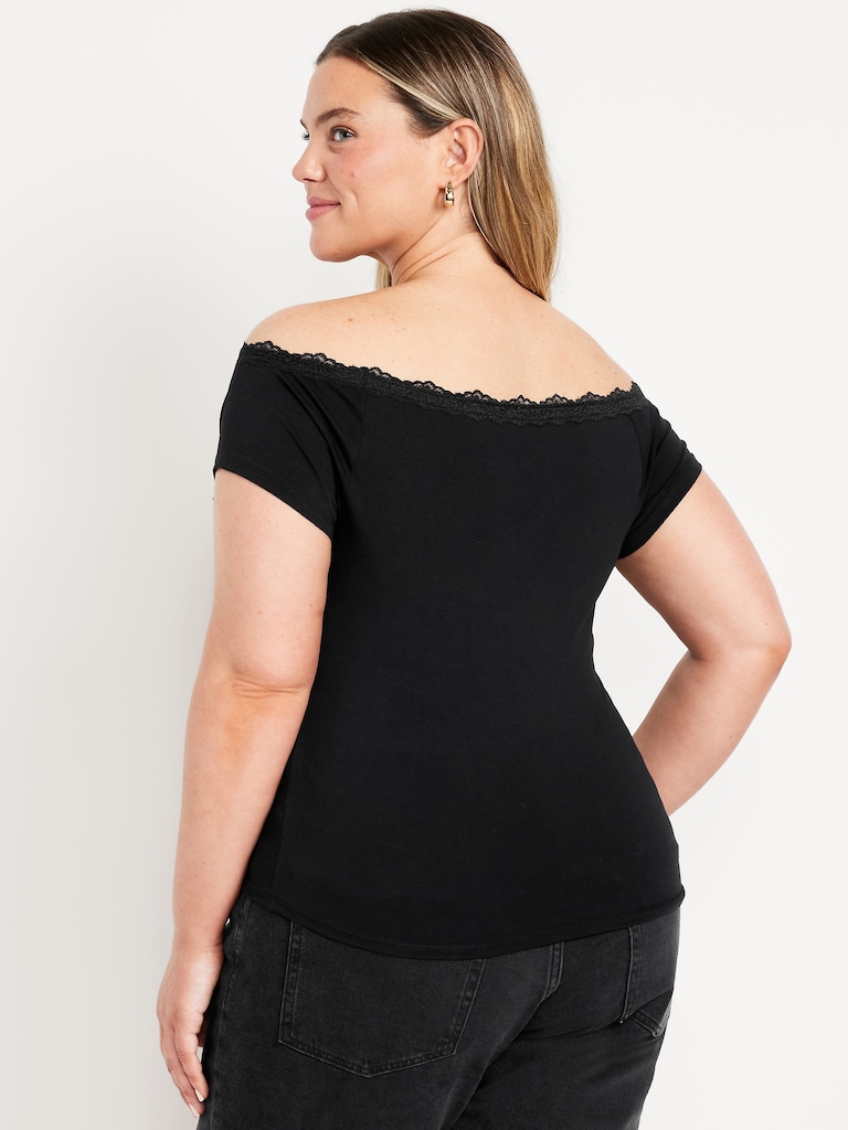 Off-Shoulder Lace-Trim Top