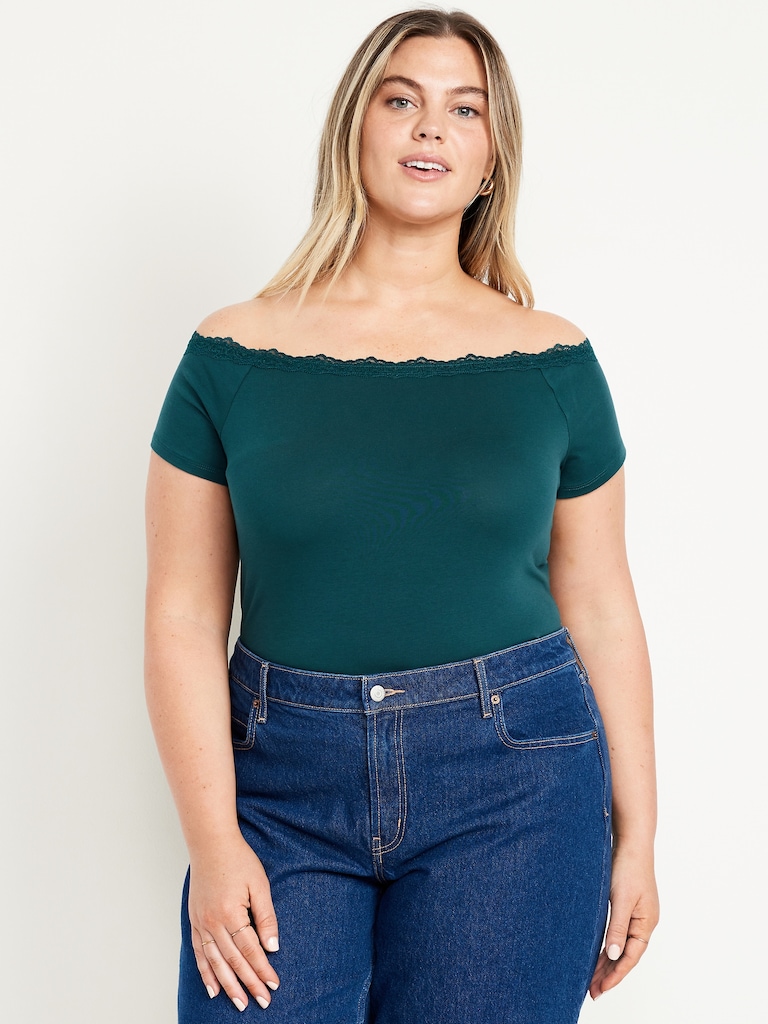 Off-Shoulder Lace-Trim Top