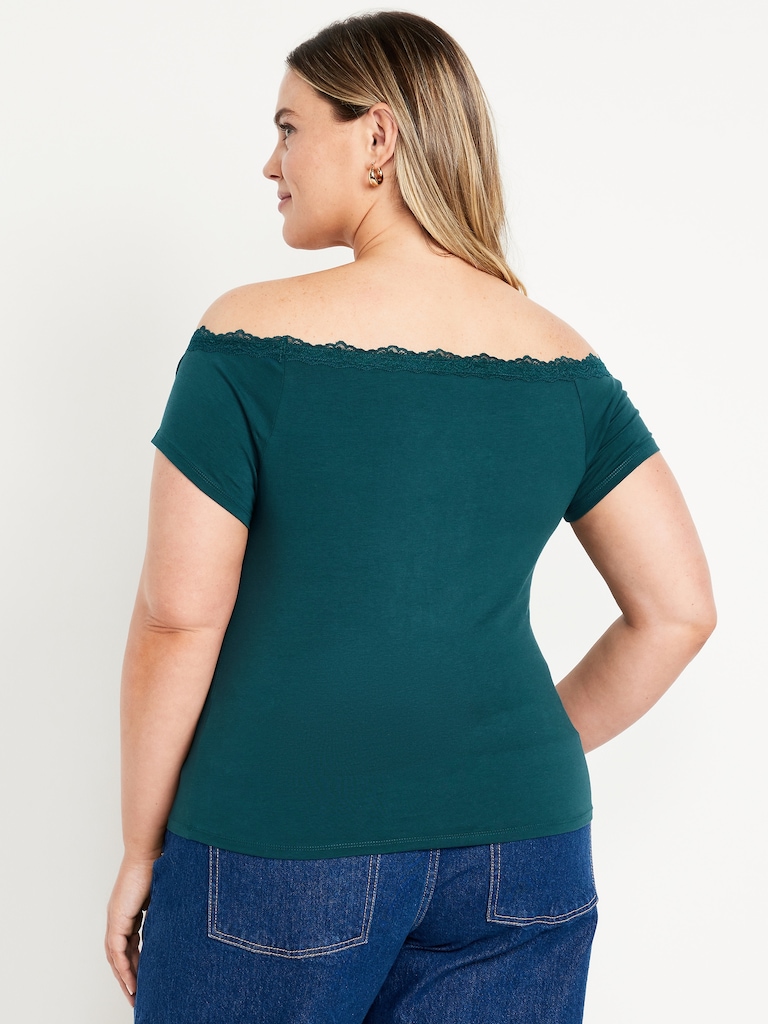 Off-Shoulder Lace-Trim Top