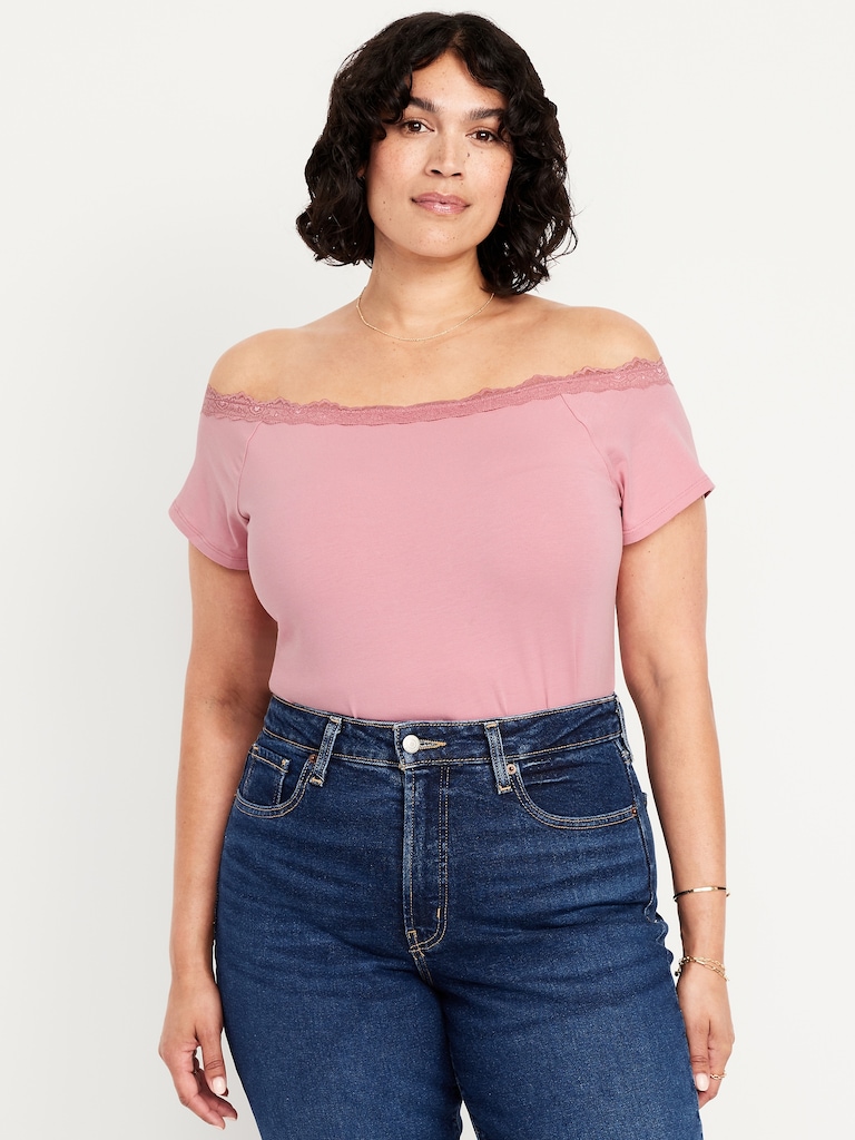Off-Shoulder Lace-Trim Top