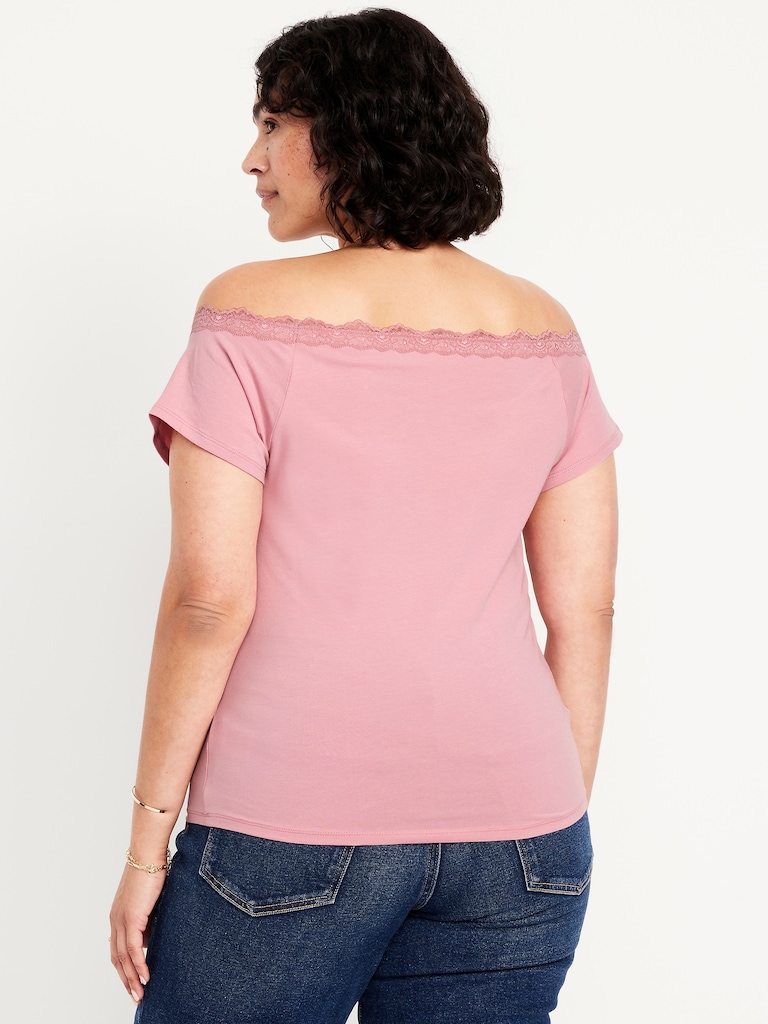 Off-Shoulder Lace-Trim Top