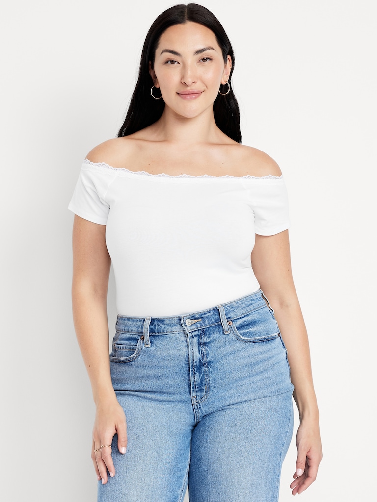 Off-Shoulder Lace-Trim Top
