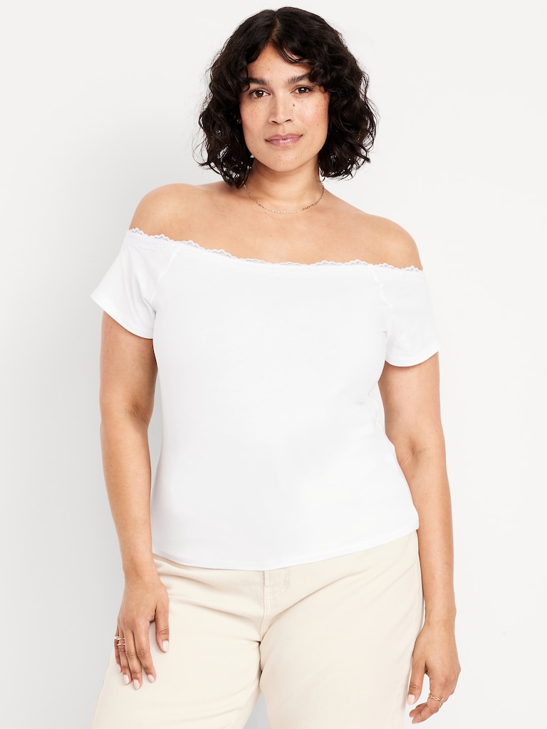 Off-Shoulder Lace-Trim Top