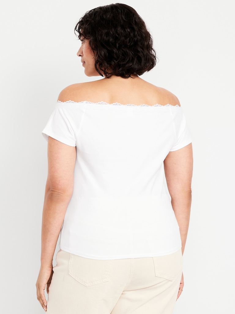 Off-Shoulder Lace-Trim Top
